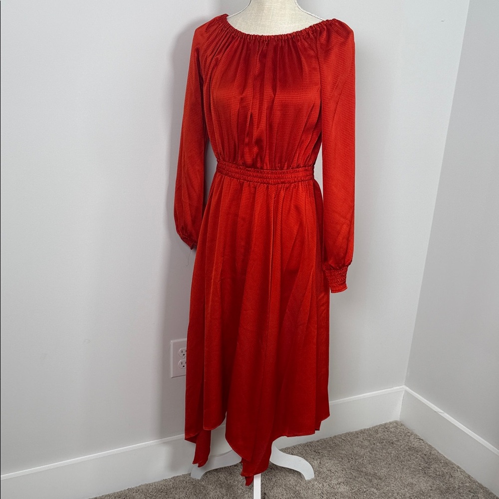 Michael Kors Vibrant Burnt Orange/Red Prairie Style Dress